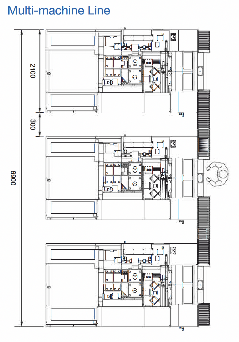 KTMH-500 Horizontal Machining Center Multi-machine line drawing