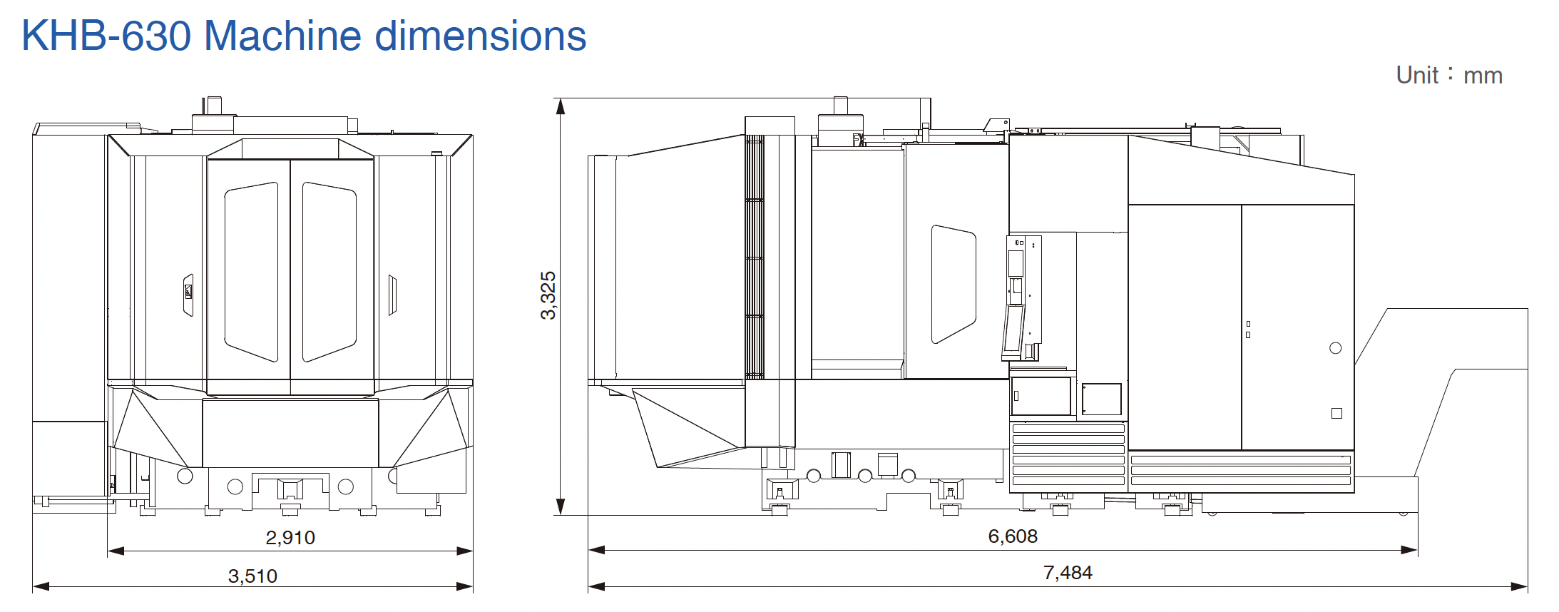 KHB-630II Horizontal Machining Center Machine Dimensions